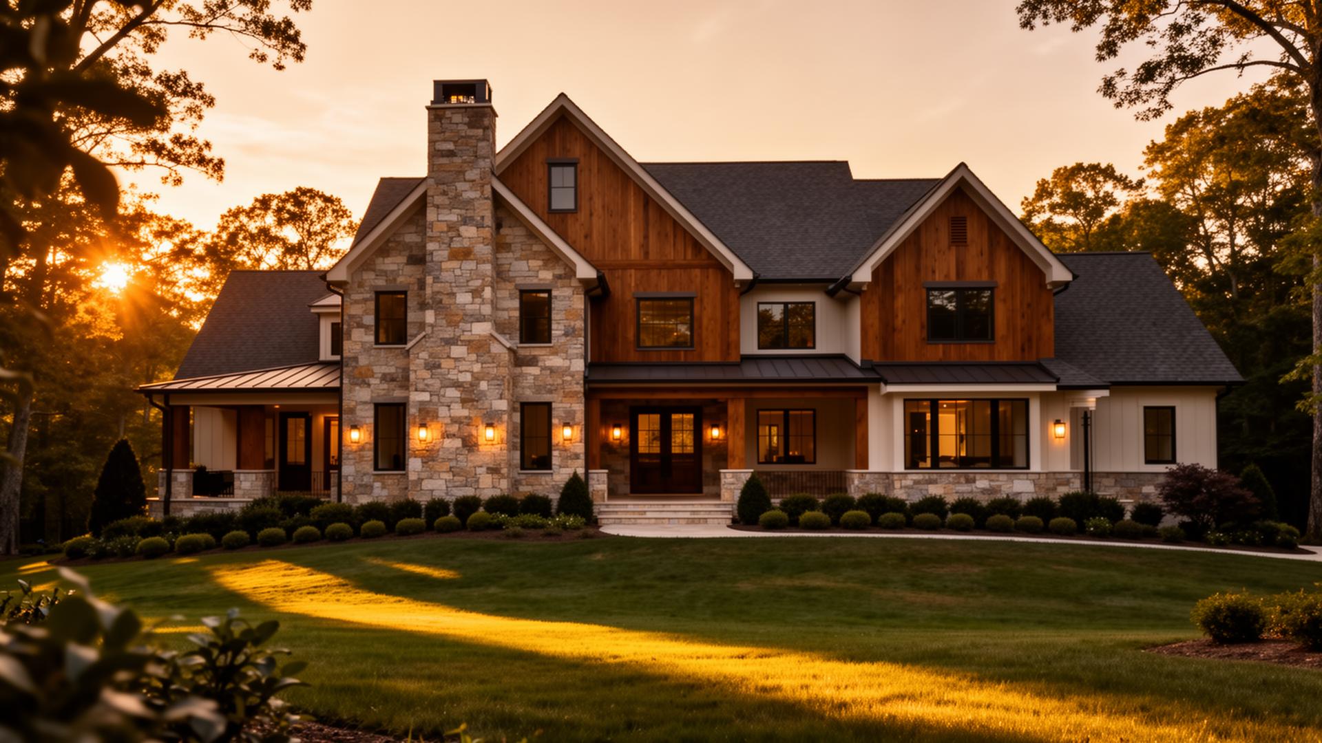 Custom-built luxury home at golden hour by Allure Homes